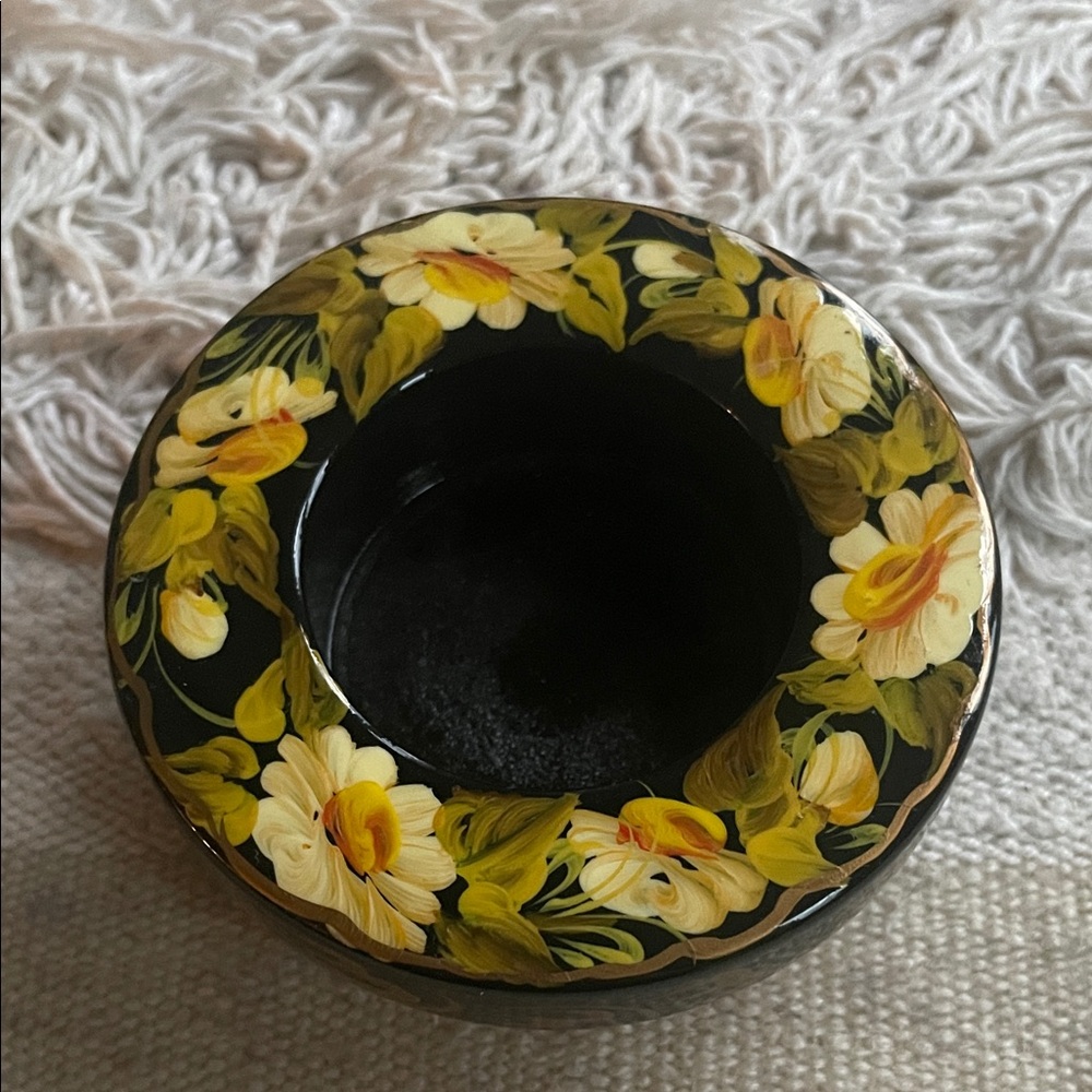 Hand painted, laquered votive candle holder from Ukraine